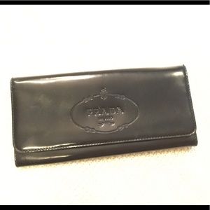 Authentic Prada black patent leather wallet